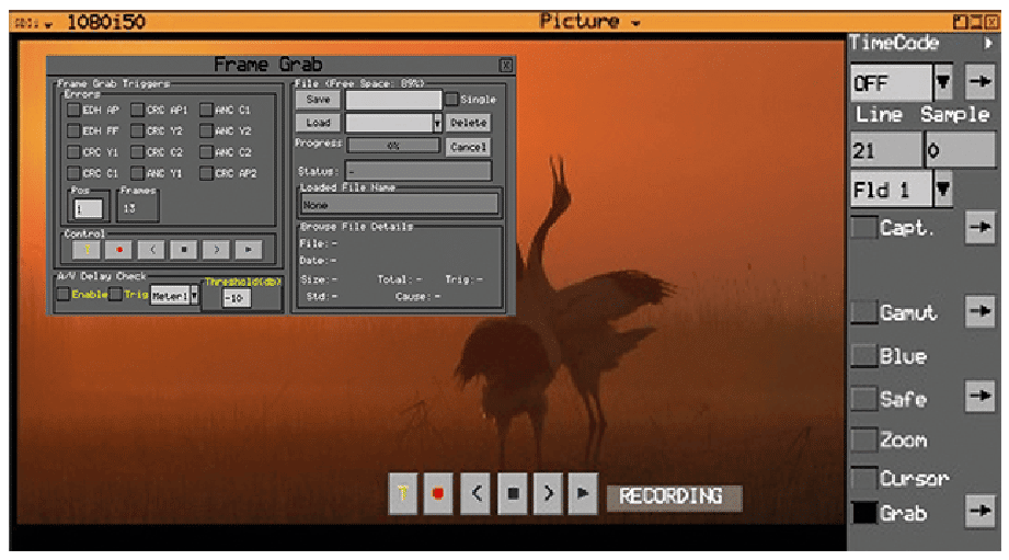 Rx_VC PHABRIX Rx Toolset - Frame Grab