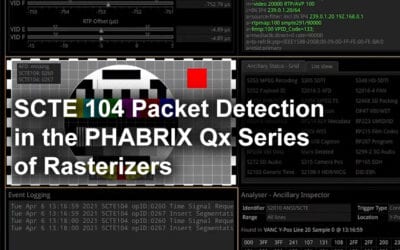 SCTE 104 Detecção de Pacotes no site PHABRIX Qx  Série de Rasterizadores