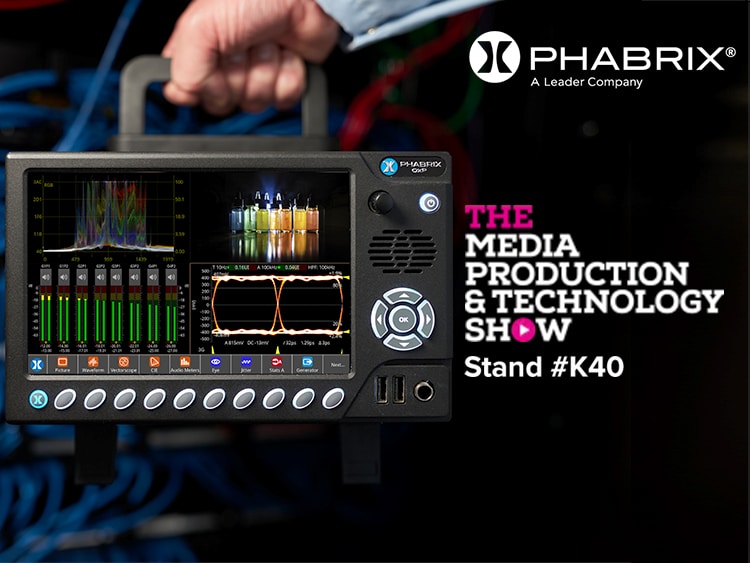 PHABRIX Vorführung des neuen tragbaren Wellenform-Monitors QxP auf der Media Production &amp; Technology Show 2023